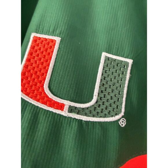 Vintage NIKE Team Miami Hurricanes Windbreaker sz L 2 Zip Embroidered Pullover - Picture 3 of 9